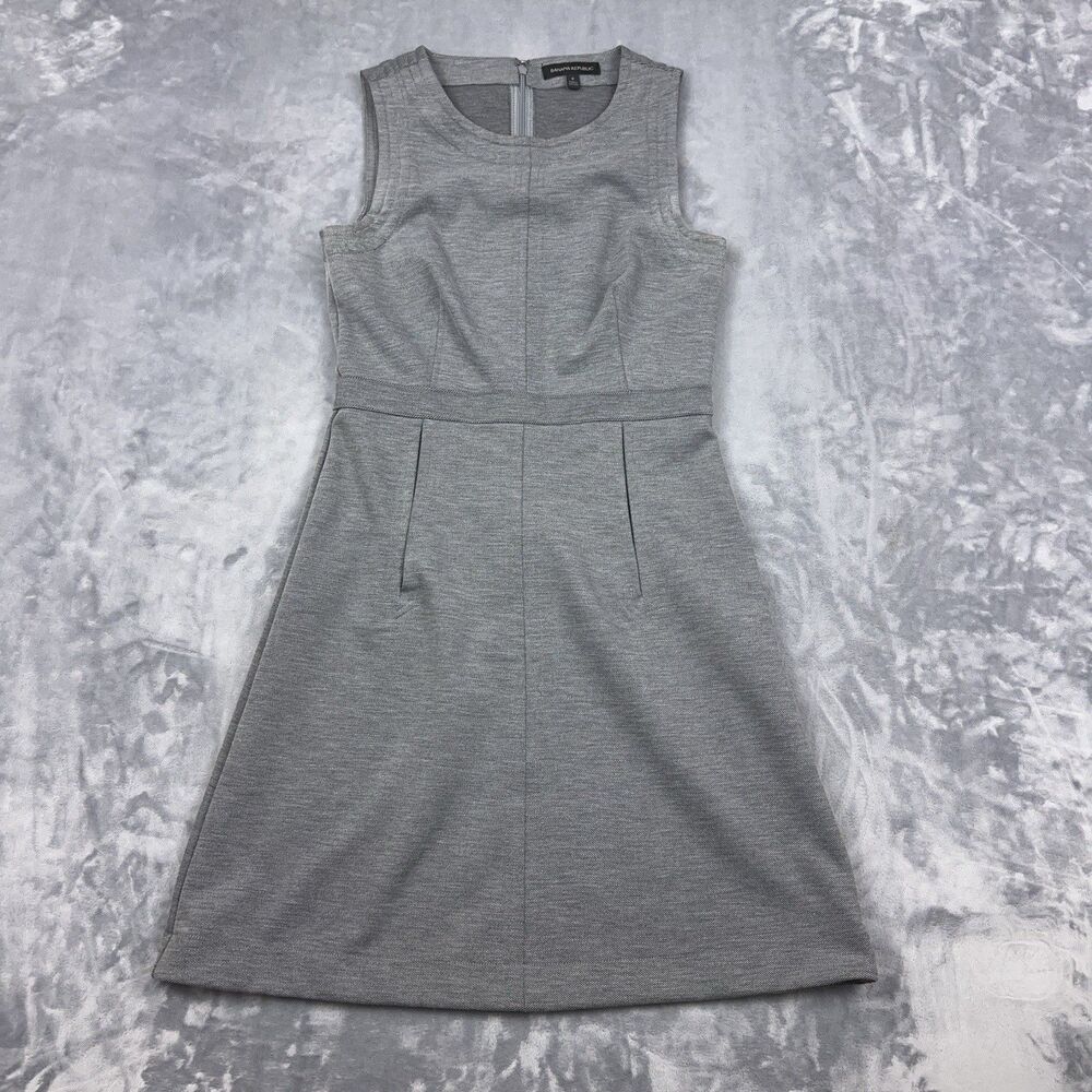 Banana Republic Shift Dress Womens Size 2 Gray Pockets Sleeveless Career Casual